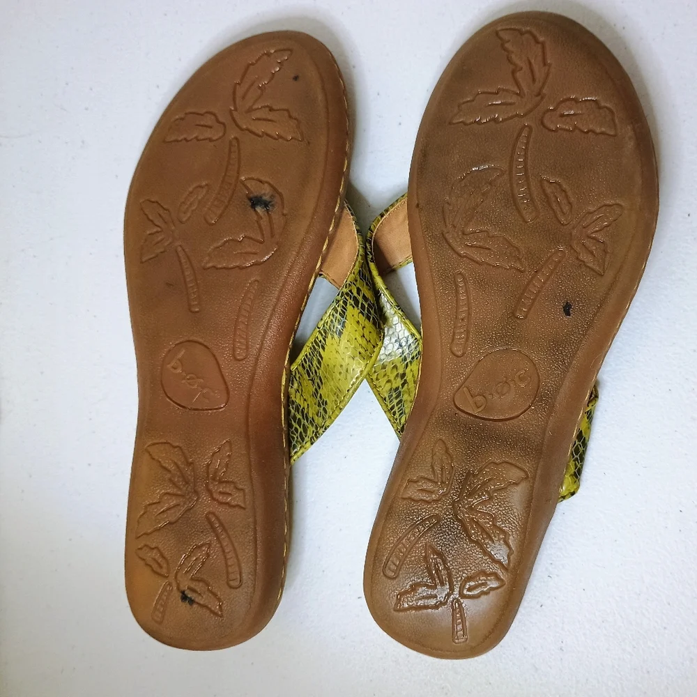 Born Green Snake-Print Thong Sandals
